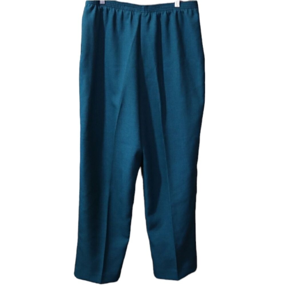 Alfred Dunner Vintage Grandmacore Forest Green Pull On Pants Trousers 14 p